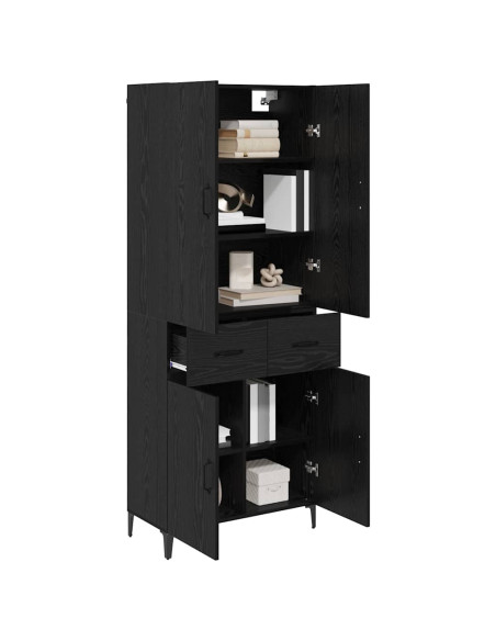 Credenza Rovere Nero 69,5 x 34 x 180 cm Legno multistrato