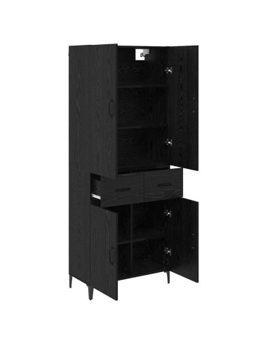 Credenza Rovere Nero 69,5 x 34 x 180 cm Legno multistrato