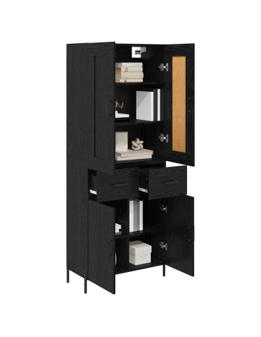 Credenza con cassetto 2 pcs Rovere Nero Legno multistrato