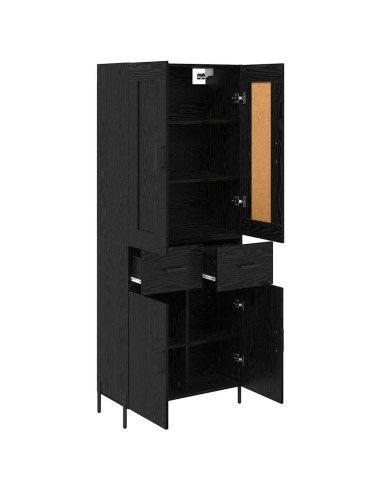 Credenza con cassetto 2 pcs Rovere Nero Legno multistrato