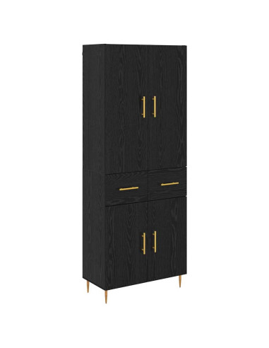 Credenza Rovere Nero 69,5 x 34 x 180 cm Legno multistrato