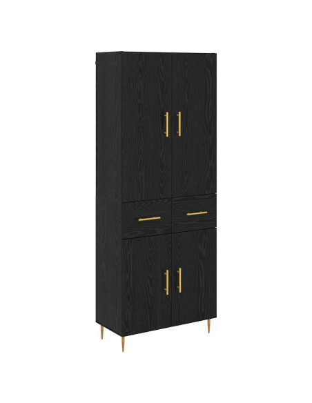 Credenza Rovere Nero 69,5 x 34 x 180 cm Legno multistrato