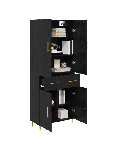 Credenza Rovere Nero 69,5 x 34 x 180 cm Legno multistrato