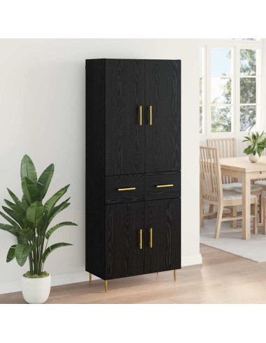 Credenza Rovere Nero 69,5 x 34 x 180 cm Legno multistrato