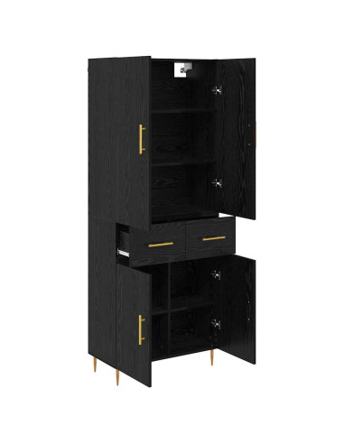 Credenza Rovere Nero 69,5 x 34 x 180 cm Legno multistrato