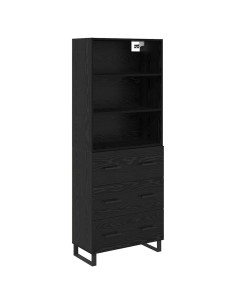 Credenza Rovere Nero 69,5 x 34 x 180 cm Legno multistrato 2