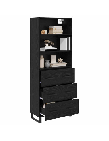 Credenza Rovere Nero 69,5 x 34 x 180 cm Legno multistrato