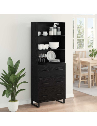 Credenza Rovere Nero 69,5 x 34 x 180 cm Legno multistrato