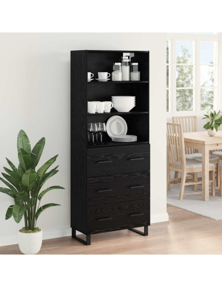 Credenza Rovere Nero 69,5 x 34 x 180 cm Legno multistrato