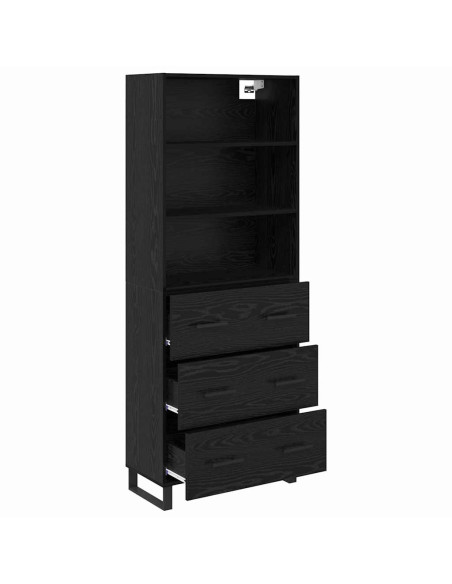 Credenza Rovere Nero 69,5 x 34 x 180 cm Legno multistrato