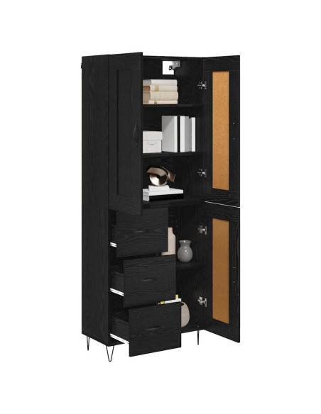 Credenza Rovere Nero 69,5 x 34 x 180 cm Legno multistrato