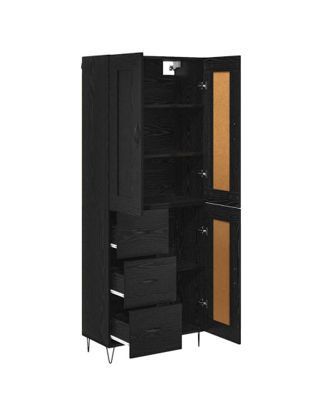 Credenza Rovere Nero 69,5 x 34 x 180 cm Legno multistrato