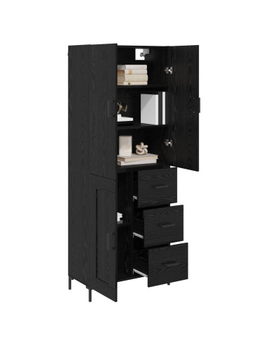 Credenza Rovere Nero 69,5 x 34 x 180 cm Legno multistrato