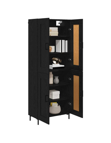 Credenza 2 pcs Rovere Nero Legno multistrato