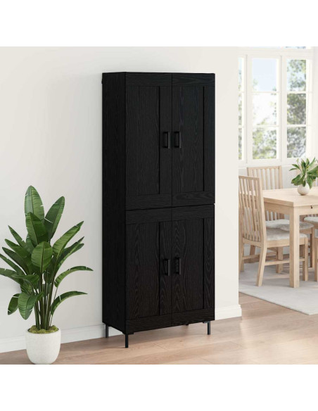 Credenza 2 pcs Rovere Nero Legno multistrato