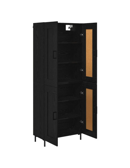 Credenza 2 pcs Rovere Nero Legno multistrato