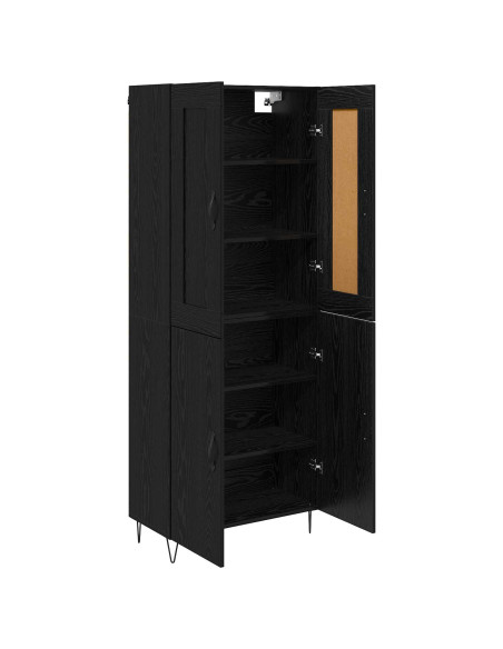 Credenza Rovere Nero 69,5 x 34 x 180 cm Legno multistrato