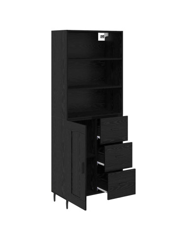 Credenza con cassetto Rovere Nero 69,5 x 34 x 180 cm