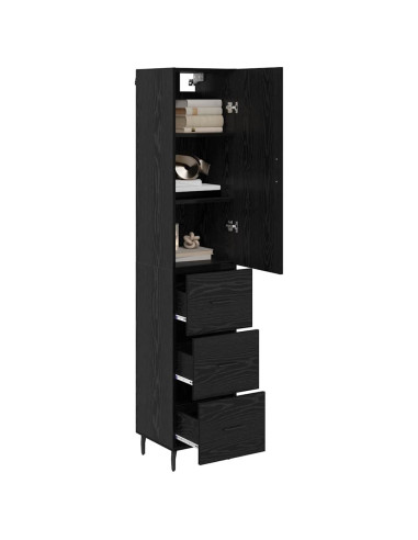 Credenza Rovere Nero 34,5 x 34 x 180 cm Legno multistrato