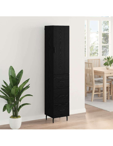 Credenza Rovere Nero 34,5 x 34 x 180 cm Legno multistrato