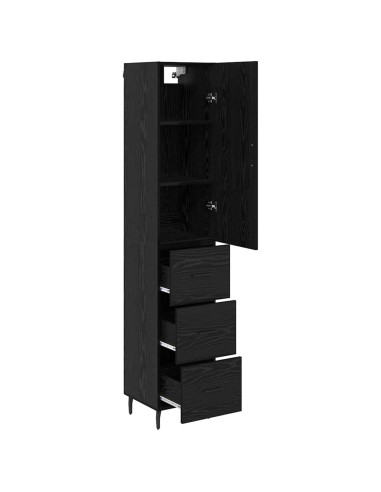 Credenza Rovere Nero 34,5 x 34 x 180 cm Legno multistrato