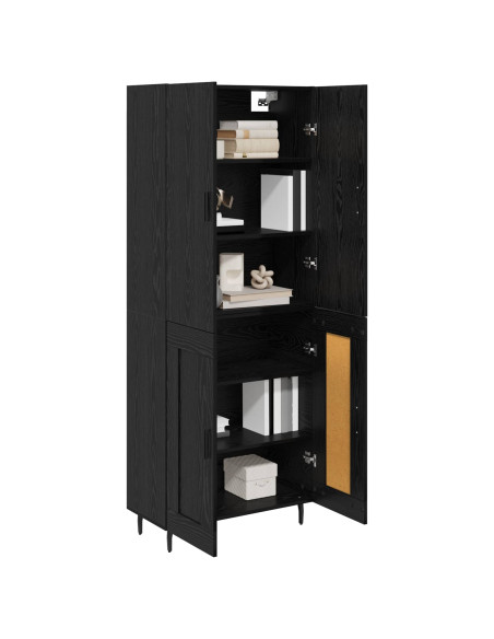 Credenza 2 pcs Rovere nero Legno Stratificato e Vetro