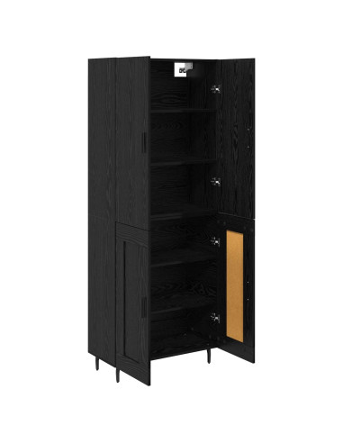 Credenza 2 pcs Rovere nero Legno Stratificato e Vetro