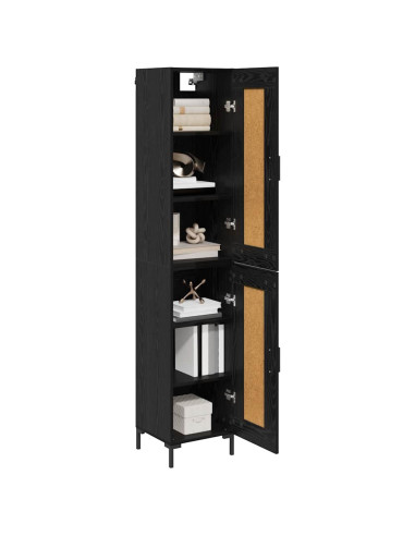 Credenza Rovere Nero 34,5 x 34 x 180 cm Legno multistrato