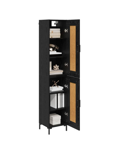 Credenza Rovere Nero 34,5 x 34 x 180 cm Legno multistrato