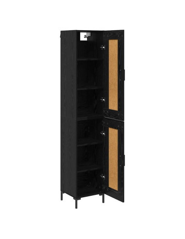 Credenza Rovere Nero 34,5 x 34 x 180 cm Legno multistrato