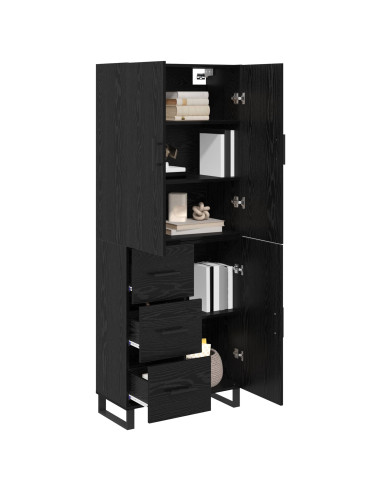 Credenza con cassetto 2 pcs Rovere Nero 69,5 x 34 x 180 cm