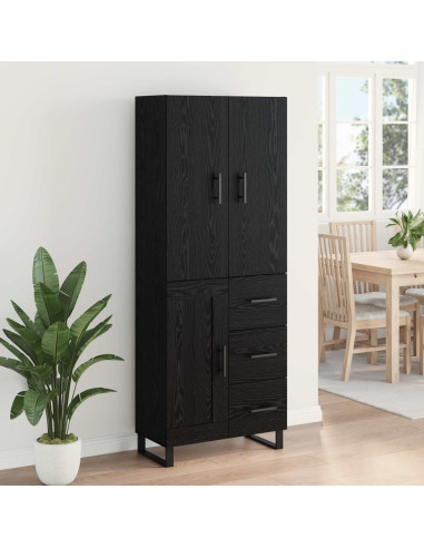 Credenza con cassetto 2 pcs Rovere Nero 69,5 x 34 x 180 cm