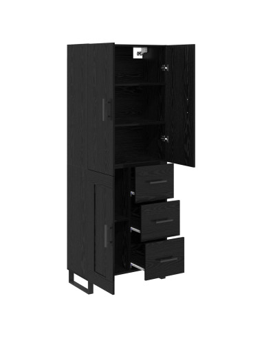 Credenza con cassetto 2 pcs Rovere Nero 69,5 x 34 x 180 cm