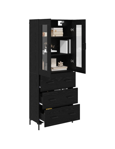 Credenza con cassetto 2 pcs Rovere Nero Legno multistrato