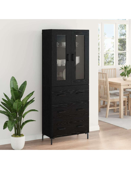 Credenza con cassetto 2 pcs Rovere Nero Legno multistrato