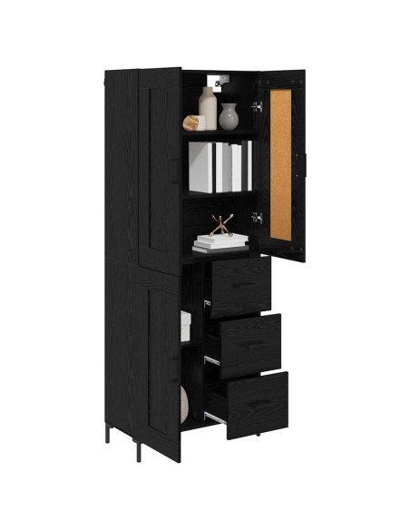 Credenza con cassetto 2 pcs Rovere Nero Legno multistrato