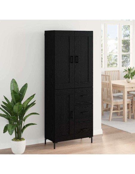 Credenza con cassetto 2 pcs Rovere Nero Legno multistrato