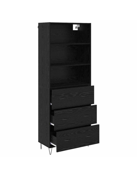 Credenza con cassetto 2 pcs Rovere Nero Legno multistrato