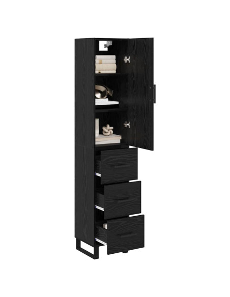 Credenza Rovere Nero 34,5 x 34 x 180 cm Legno multistrato