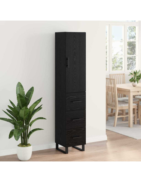 Credenza Rovere Nero 34,5 x 34 x 180 cm Legno multistrato