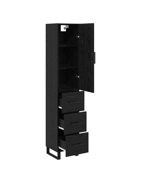 Credenza Rovere Nero 34,5 x 34 x 180 cm Legno multistrato