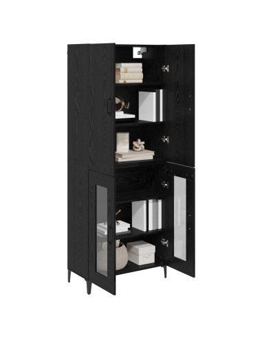 Credenza Rovere Nero 69,5 x 34 x 180 cm Legno multistrato