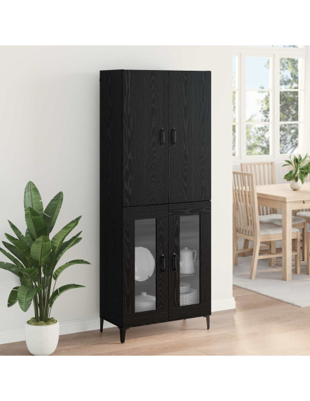 Credenza Rovere Nero 69,5 x 34 x 180 cm Legno multistrato