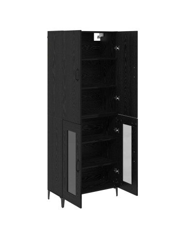 Credenza Rovere Nero 69,5 x 34 x 180 cm Legno multistrato