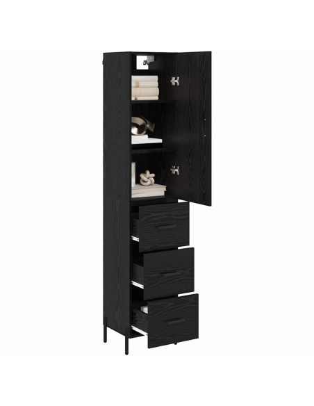 Credenza Rovere Nero 34,5 x 34 x 180 cm Legno multistrato