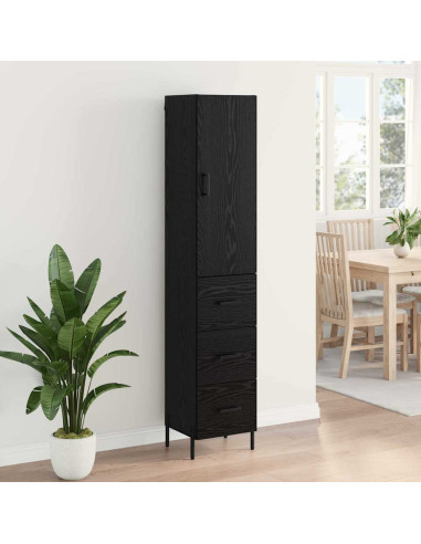 Credenza Rovere Nero 34,5 x 34 x 180 cm Legno multistrato