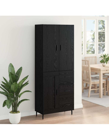 Credenza 2 pcs Rovere nero Legno Stratificato e Vetro