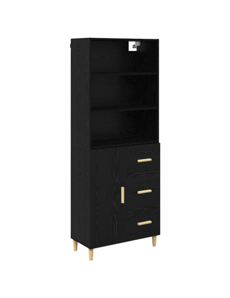 Credenza Rovere Nero 69,5 x 32,5 x 180 cm Legno multistrato