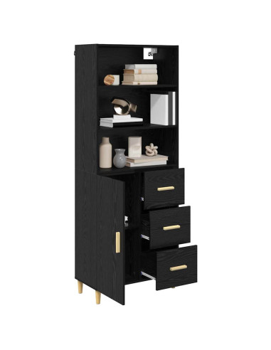 Credenza Rovere Nero 69,5 x 32,5 x 180 cm Legno multistrato