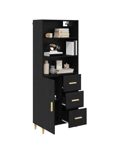 Credenza Rovere Nero 69,5 x 32,5 x 180 cm Legno multistrato